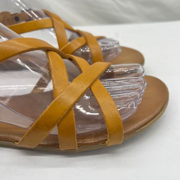 Mariella Made in Italy Brown Caged Ankle Open Toe Sandal Flats- Women's 8.5 -New - Picture 4 of 11